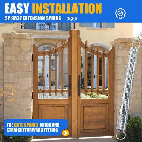 Strong Arm Extension Spring Crafted From Heavy Duty High Carbon Steel Measuring One Inch Outer Diameter By Twelve Inch Length Zero One Oh Five Wire Thickness Built Tough For Door Closers And Garage Hardware Retrofits near a wooden gate.