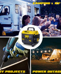 Portable 1200 Watt Gas Powered Generator For Camping And Home Use Ultralight 35 Pound Design showcased in camping and DIY scenes