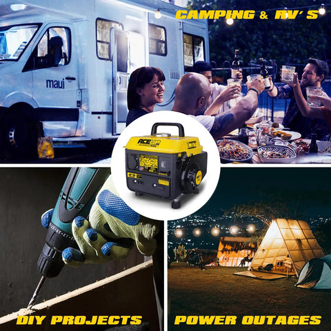Portable 1200 Watt Gas Powered Generator For Camping And Home Use Ultralight 35 Pound Design showcased in camping and DIY scenes