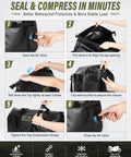 Step-by-step use of Waterproof Motorcycle Dry Bag 60L With Roll Top Closure Tail Saddle Luggage Four Quick Release Straps Black