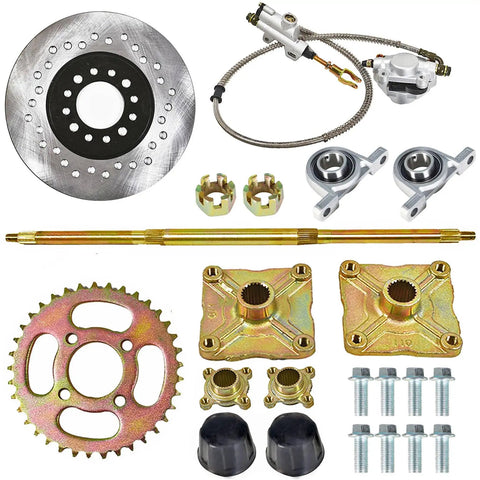 32 Inch Go Kart Rear Axle Kit With Shaft Hub And Brake Master Cylinder Replacement for Go Kart ATV Quad Drift Trikes