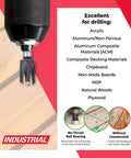 Top Shelf Two Piece Countersink And Plug Cutter Kit For Smooth Screw Hole Finishing In Wood Plastic And Aluminum on a wooden surface.