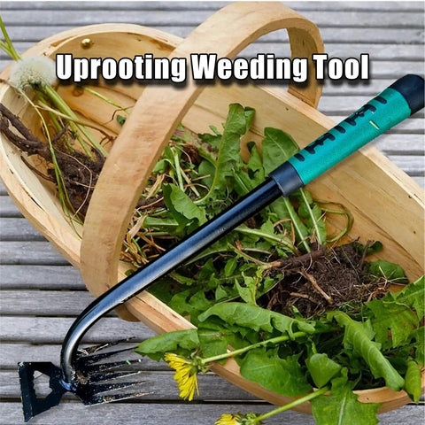 Two Pack Weed Puller Tool With Six Teeth Manganese Steel Garden Hand Weeder Durable Root Uprooting Tool For Lawn And Garden Easy Dig And Pull No Sweat Includes Rubber Gloves, weed pulled from basket