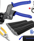 Heavy Duty 304 Stainless Steel Zip Tie Gun Kit With 150 Black Metal Zip Ties In 8 11.8 15.8 Inch Sets Plus Holder Scissors