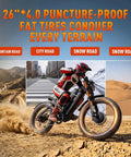 6000W Beast Electric Bike For Adults Cracking 52 Mph With 60V 80Ah Battery Churns 300 Plus Miles, riding on various terrains.