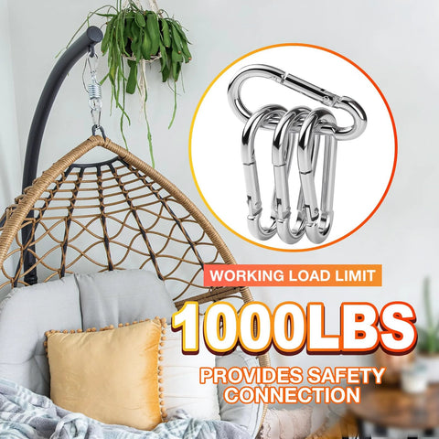 10-pack 5.5-inch steel spring snap hooks carabiners; 12mm, heavy-duty outdoor clips for hammocks and swings