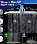 High Pressure Rainfall Shower Head Set With Adjustable Extension Arm And Handheld, 8 Inch Square Rain Head, Stainless Steel