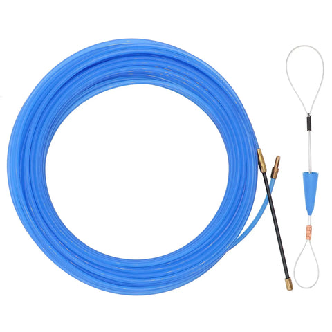 Pro Grade Fish Tape Wire Puller For Through Wall Electrical Jobs, Heavy Duty Nylon Cable Guide that includes 66 ft blue nylon pull tape.