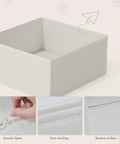 Slick 18 Piece Drawer Divider Kit Made From Tough As Nails Non Woven Fabric, white divider box with smooth zipper and neat stitching.