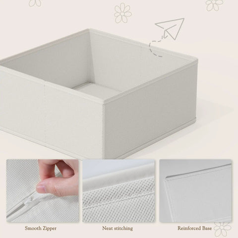 Slick 18 Piece Drawer Divider Kit Made From Tough As Nails Non Woven Fabric, white divider box with smooth zipper and neat stitching.