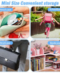 Mini hole puncher from 4 Pack Handy Mini Hole Punch Set 6mm Single Hole Punchers shown in pencil case, schoolbag, briefcase, and bookcase.
