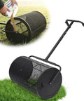 Compost Spreader 24 Inch Wide Peat Moss Spreader With U Shaped Handle Adjustable Height Powder Coated Metal Mesh Hand Fertilizer Spreader For Garden Yard Lawn Care Matte Black