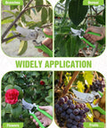 8.5 Inch Bypass Pruning Shears With Forged Stainless Steel Blades, used for branches, bonsai, flowers, and fruits