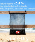 Three Pack Scuba Diving Mesh Bags SMB Pouches For Gear And Snorkeling Equipment Beach Ready Wet Gear Bags drying on a fence