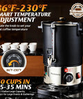 Boss Level 50 Cup Coffee Urn With Temperature Control And 1200W Power for Office Party Catering with stainless steel body