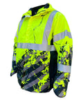 Hi Vis Rain Jacket For Men With Class 3 Type R ANSI ISEA 107 2015 Waterproof Nylon Shell Mesh Lining Drawcord Hood And Hem Yellow 3X Large Windproof Construction And Outdoor Work Gear