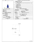 Specification sheet for Vesta Mini Pendant Light With Blue Glass In Satin Nickel Finish 1 Light Hardwired Ceiling Fixture