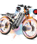 2025 Upgraded 4000W Dual Motor Electric Bike For Adults showing gray frame, fat tires, hydraulic brakes, and battery details