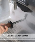 Pro Grade High Pressure Steam Coffee Brush For Espresso Machines With Anti Scalding Handle in use cleaning a steam wand