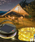 All In One Solar Camping Lantern And String Lights With 150 Warm White LEDs, 39.4 Ft Fairy String Light, remote and USB-C