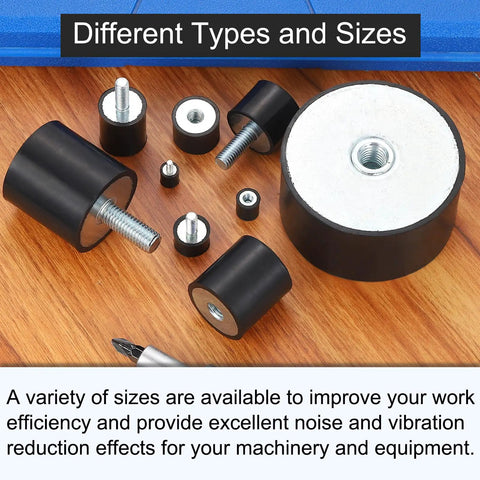 M5 Thread Rubber Mounts For Vibration Isolation, Cylindrical Shock Absorbers With Studs, 15x15mm, 8 Pack, Quiet Operation And Stable Mounting For DIY Projects And Small Machinery, assorted sizes