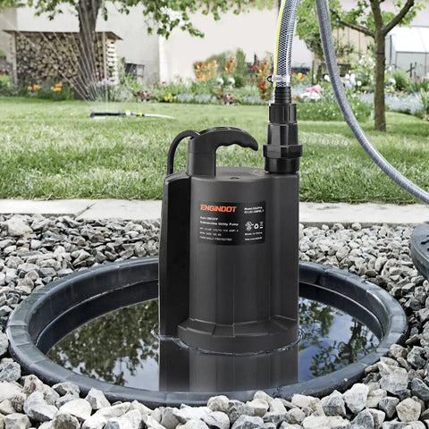 1/3 HP Brushless Submersible Sump Pump With Auto Thermal Protector And 2160 GPH At 35.5 ft Lift set in garden environment