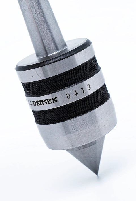 MT2 Morse Taper Live Center For Lathe 2MT Beefy Medium Duty With Triple Bearing, 5000 RPM, 60-degree point close-up view