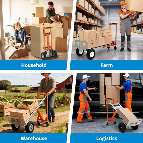 All In One 4 In 1 Convertible Aluminum Hand Truck With 1000 LB Capacity in household, farm, warehouse, logistics use