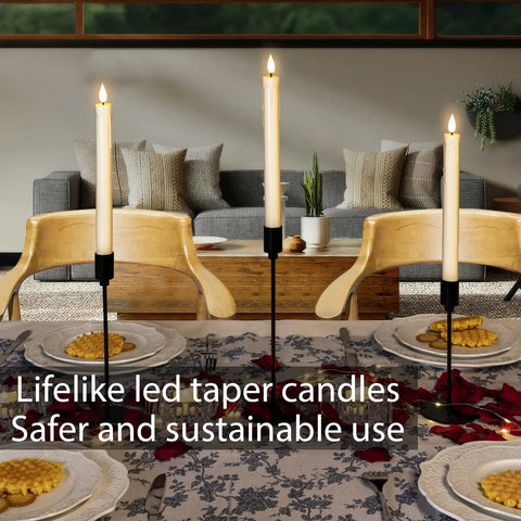 Flameless Taper Candles With Remote And Timer Battery Operated Led Flickering Ivory Plastic Candlesticks For Christmas Decor Three Pack With Realistic Drip Wax Look No Melt No Mess Safe Soft Glow