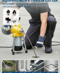 Hella Powerful 500W Electric Drain Auger Machine With 66 Feet Heavy Duty Steel Cable cleaning various pipe blockages with six cutters.