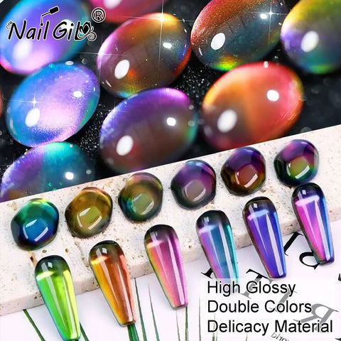 Cat Eye Gel Nail Polish Kit With Magnetic Stick 9D Dual Colors HEMA Free Galaxy Chameleon Effect UV LED Safe display