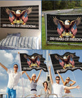 Double Sided 3x5 Betsy Ross Flag, Built Tough 3 Ply Outdoor US Flag with eagle and stars, UV protection, shown in various settings.