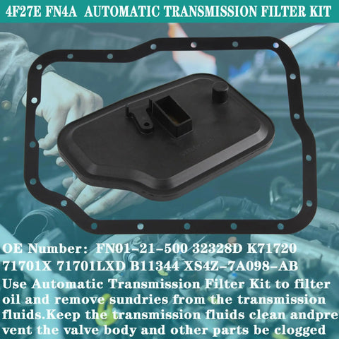 4F27E FN4A Transmission Filter Kit With Oil Pan Gasket For 1998-2018 Ford Focus Fiesta EcoSport Mazda 5 6 8 Axela Wagon Verisa Biante Replaces FN01-21-500 XS4Z-7A098-AB