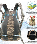 Back view of Beefy 30L Tactical Backpack For Men With Molle System Waterproof Day Pack ACU style showing foam mesh and straps