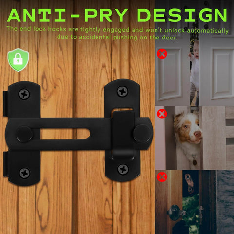 Heavy Duty Gate Latch for Barn Doors and Fences in Matte Black 201 Stainless Steel Gate Hardware, top of door mount shown