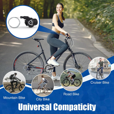 Six Speed Right Twist Shifter For Bikes Boss Grip Shifting On Mountain Folding Kids And Hybrid Bikes 2100mm Cable 22.2mm