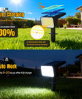 Outdoor Solar Spot Lights With 118 LED IP67 Weatherproof Landscape Pathway Lights Auto On Off 4 Modes daytime and night view