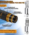 Frienda hydraulic hose 3/8 in x 50 ft with cross-braided steel reinforcement; JIC 37° female, NPF male fittings.