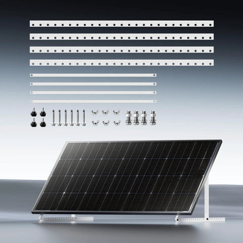 41 Inch Aluminum Solar Panel Mount For Single Panel 100W To 200W With Adjustable 0 To 90 Degrees Bracket and parts display