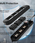 Outdoor Power Strip 6 Ft IPX4 Waterproof Surge Protector with 3 widely spaced outlets, showing internal components and features.