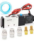 DC12V Pneumatic Solenoid Valve 4V210-08, Two Position Five Way, One Quarter Inch NPT, pilot operated, with quick connect fittings