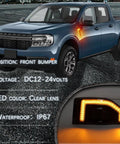 Led Dope Amber LED Fender Side Marker Lights Kit For Ford Maverick 2022 2023 2024 2025 Amber Front Fender Lamps With Amber Sequential Turn Signal And Daytime Running Light 2 Pcs installed on truck