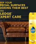 Quick Fix Wood Furniture Polish Spray For Stainless Steel And Hardwood Erases Sticky Fingerprints And Dust With A Zesty Lemon Scent on a leather couch.