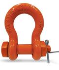 Shackle Anchor Bolt Nut Cotter 5/8 Inch Grade 80 Painted 5 Ton Beefy Rigging Hardware for heavy lifting and industrial use.