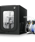 Large Size 3D Printer Enclosure With LED Light For A1 And A1 Mini Built For Fireproof Waterproof And Dustproof Black, shown with filament spools