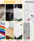 Image showing surfaces applicable and inapplicable for 12 Pack Clear Corner Protectors Baby Proof Furniture Edge Bumpers.