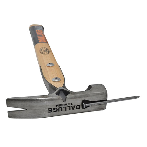 16oz Titanium Framing Hammer With Magnetic Nail Holder And Smooth Face shown with nail inserted, ideal for builders