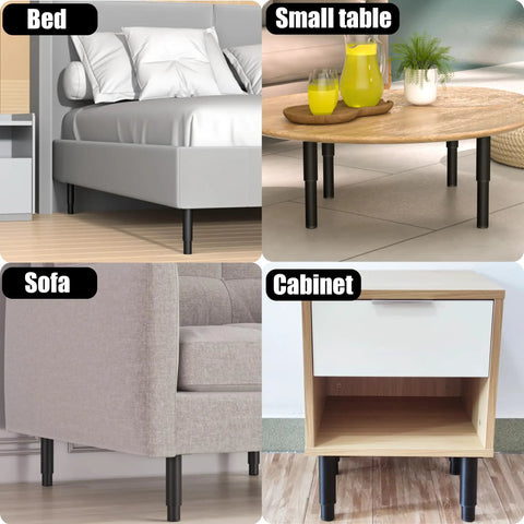 Adjustable Metal Furniture Legs Set Of Four From 5.12 To 9.45 Inches Built Tough For Sofa Bed Cabinet Dresser Chair And Coffee Table Supports Up To 661 Lbs Black