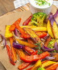 Roasted vegetables on Precut Parchment Paper Sheets 200 Pack Unbleached Nonstick Baking Sheets 16x24 Inches For No Fuss Baking