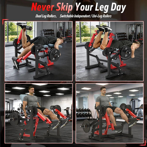 Pro Grade Unilateral And Bilateral Leg Extension And Curl Machine With Convertible Seated Leg Extension And Lying Leg Curl Bench for Home Gym